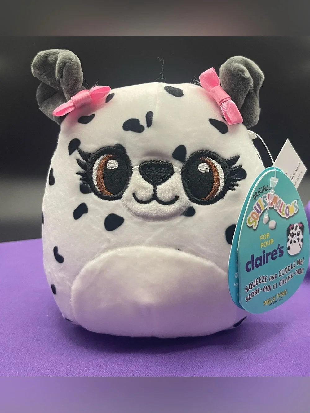 NWT Squishmallow Dixie the Dalmatian 5” Claire’s Exclusive Plush Dog by Kellytoy